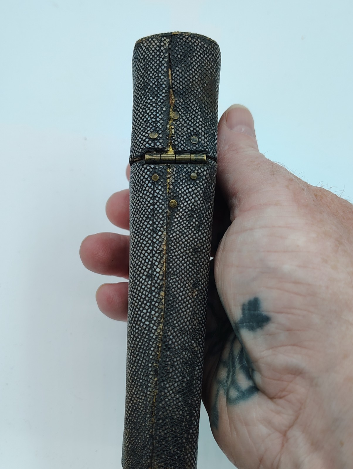 Late 1700s Sailor Cartographer map maker tools in Shagreen Shark skin case etui