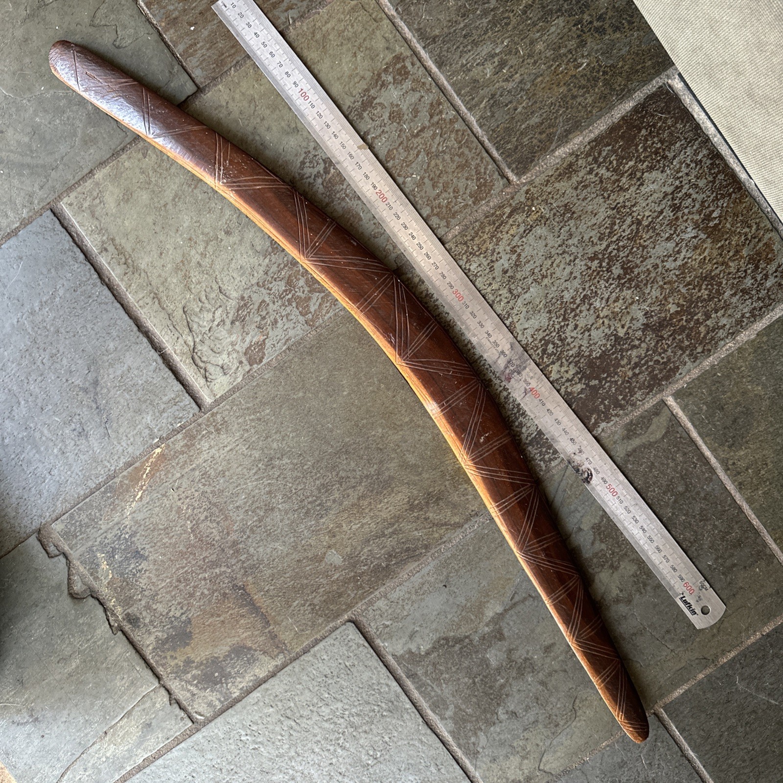 Interesting Old AUSTRALIAN Aboriginal Boomerang incised geometric designs SE QLD