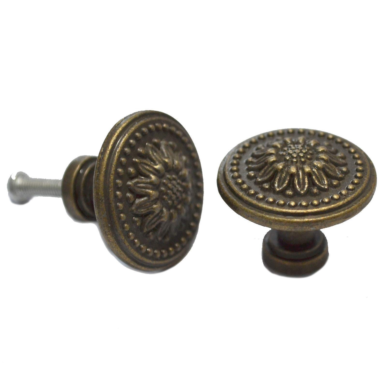 8 Pcs Antique Bronze Drawer Knobs – Vintage Floral Pulls for Cabinet & Dresser
