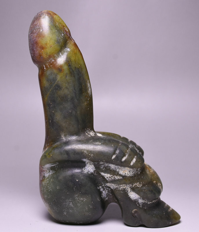 14CM Chinese Hongshan Culture Hetian Jade Carving Dynasty People Penis Pendant