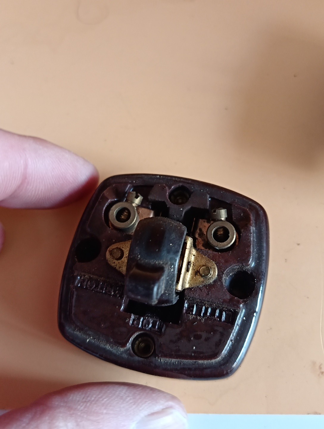 Vintage Bakelite Light Switch britmac Brown square