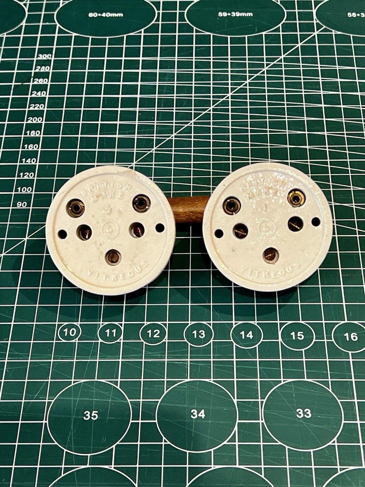Antique Toggle Switch Brass and Porcelain Double Dolly Switch Small