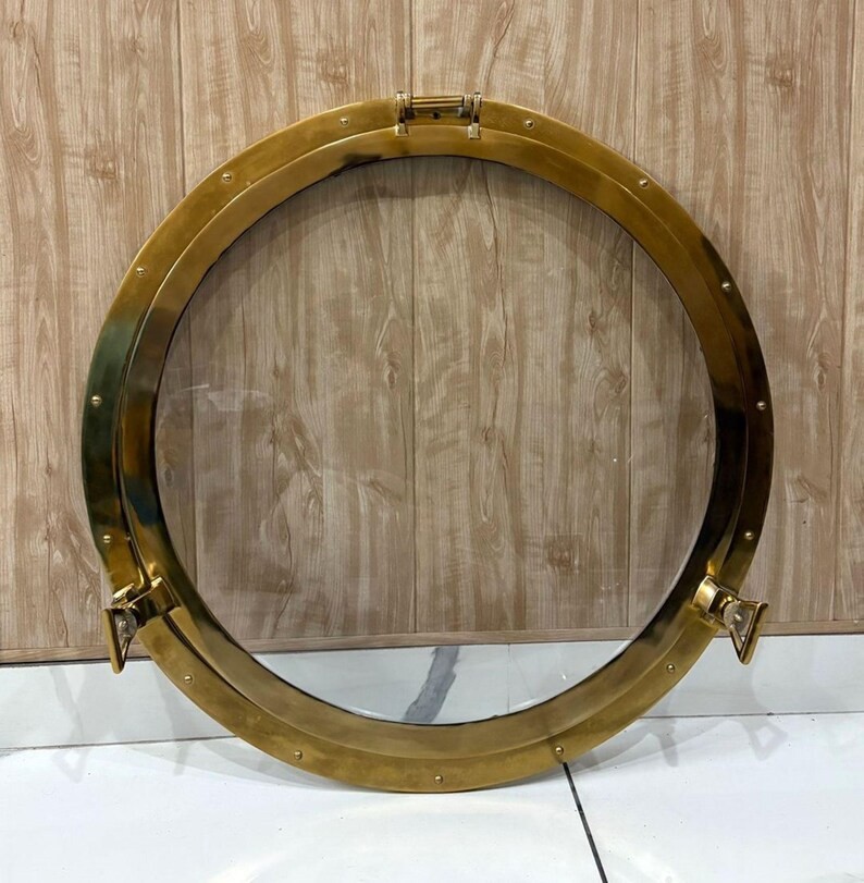 Handmade Aluminum Golden Finish 30 Inch Porthole Mirror Nautical Wall Decor Gift