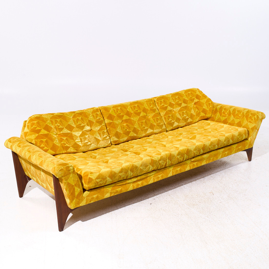 Adrian Pearsall Style Mid Century Walnut Gondola Sofa