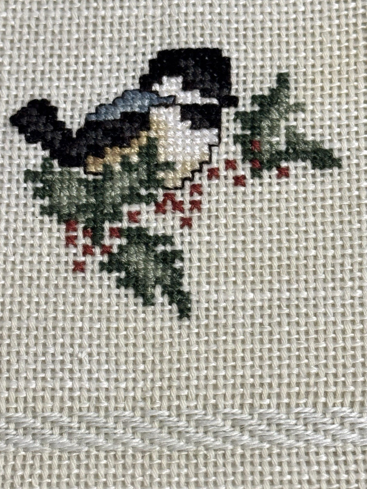 Vtg Needlepoint Bell Pull Wall Door Hanging Birds Floral 19” Metal Hanger Signed