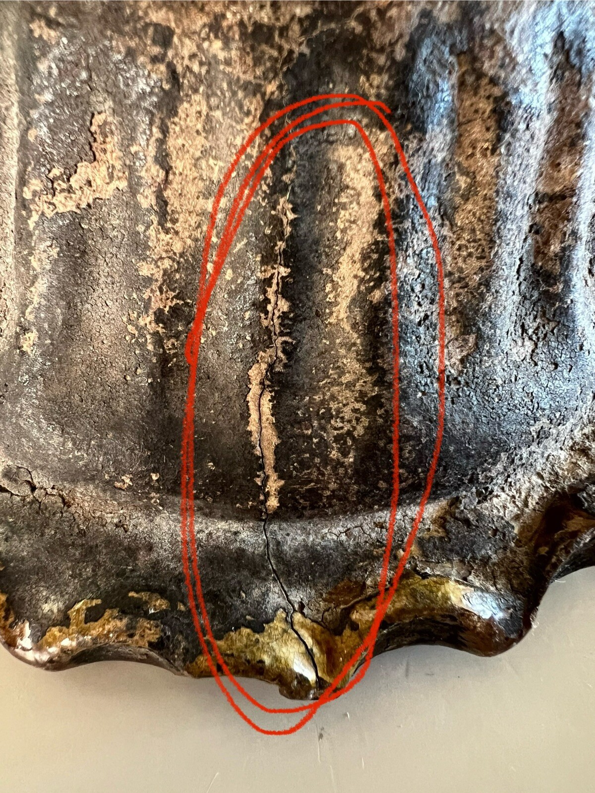 Antique Moravian Tortoise Glazed Earthenware Fish Mold, C 1910