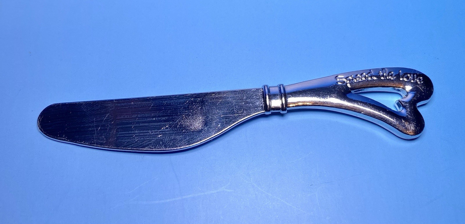Spread the Love Heart Handle Silver Spreader Cheese Butter Knife Vintage