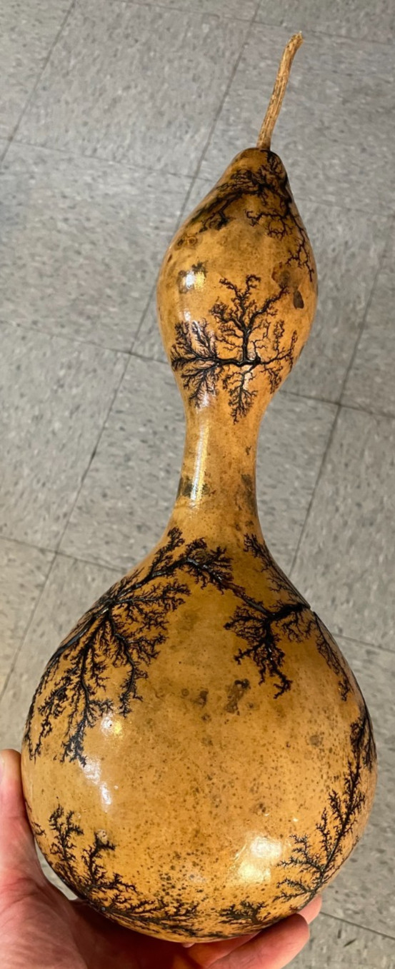 2 Vgt Primitive Pyrography Bottle Calabash Gourds 18 & 12″ Tall Decor Halloween