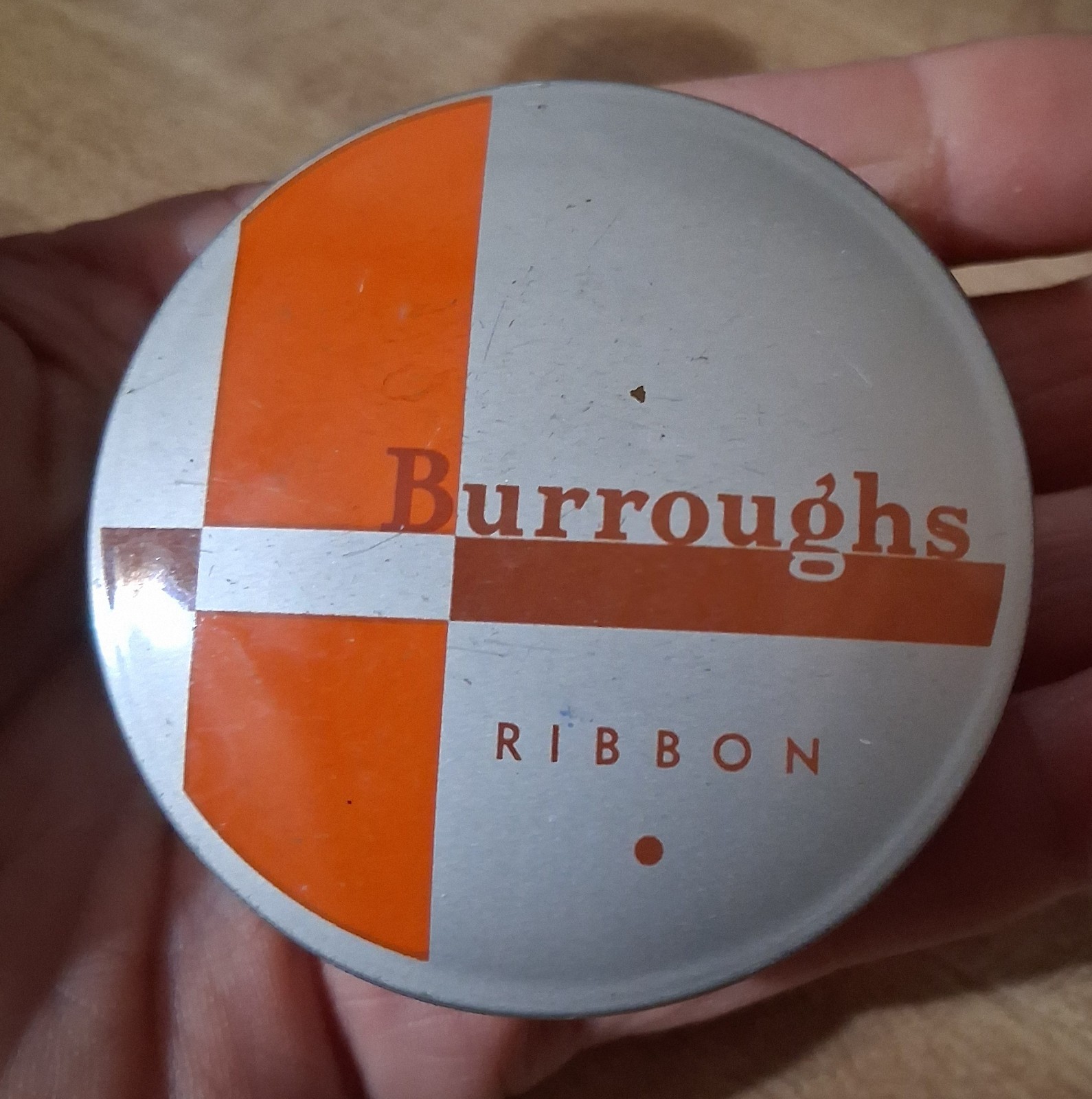 Empty Ribbon Container TIN Vtg Burroughs Typewriter Machine Trinket Office Desk