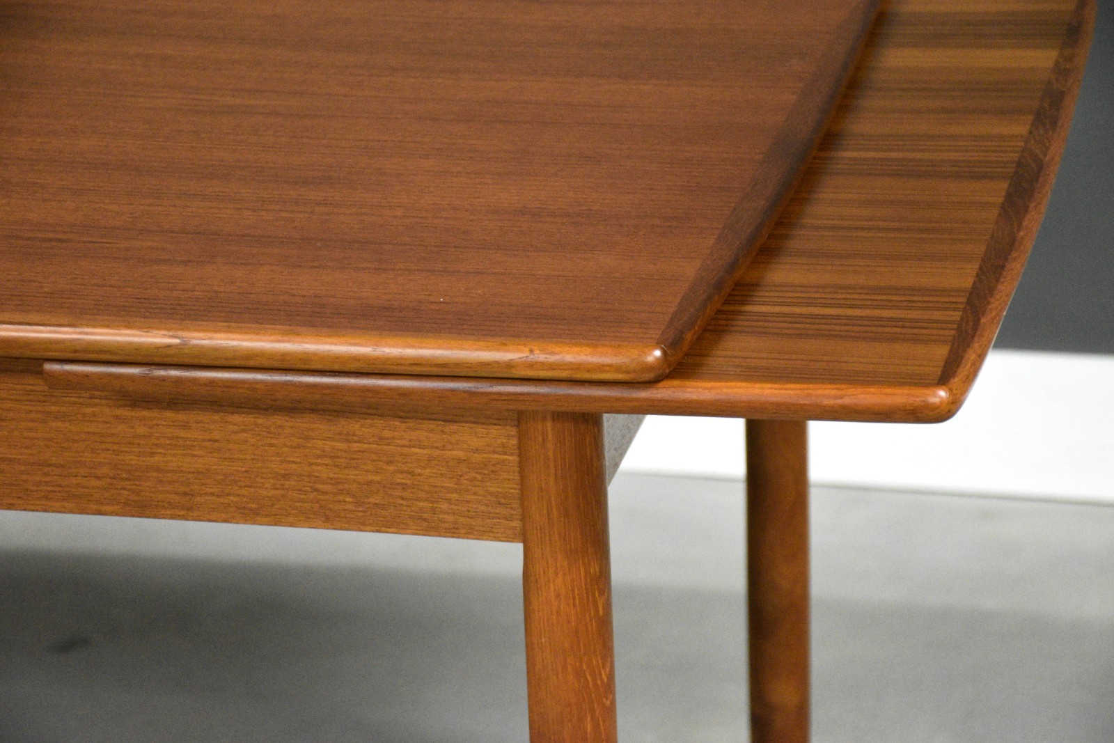 Refinished 84” Danish Modern Teak Draw Leaf Dining Table