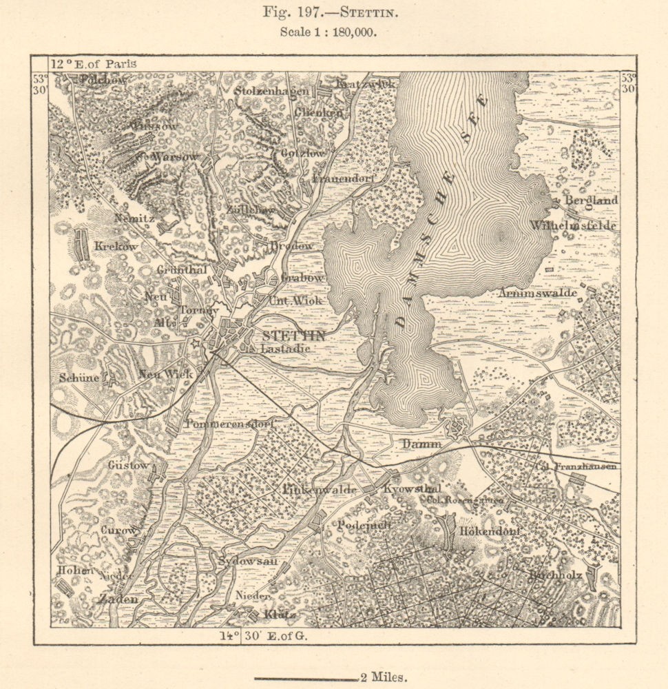 Stettin Szczecin & environs. Dabie Lake. Oder. Poland. Sketch map 1885 old