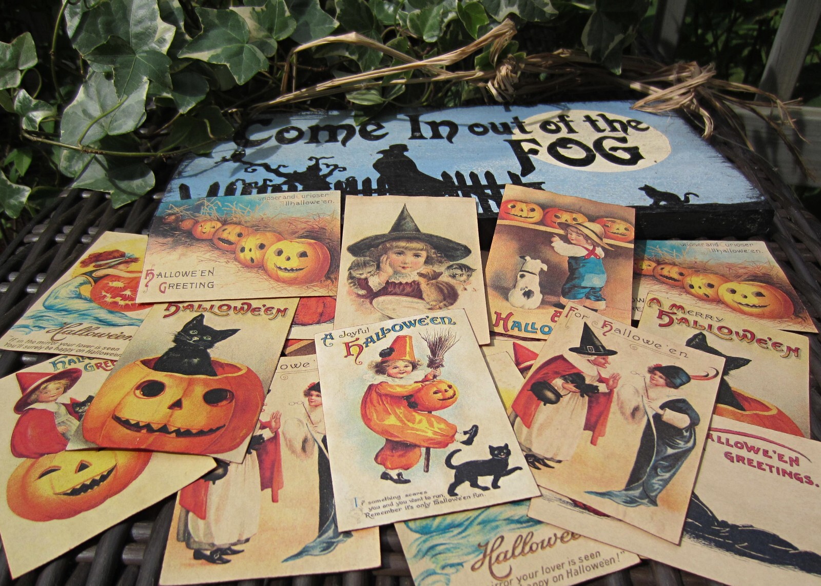 Set of 18 VICTORIAN VINTAGE-LOOK HALLOWEEN LABELS Holiday Decor Primitive/Grungy