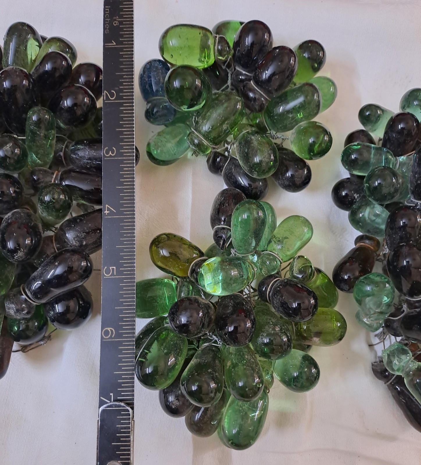 Vintage Blown Glass Grape Cluster 1.85 Kilo Chandelier Lamp Part Murano Style