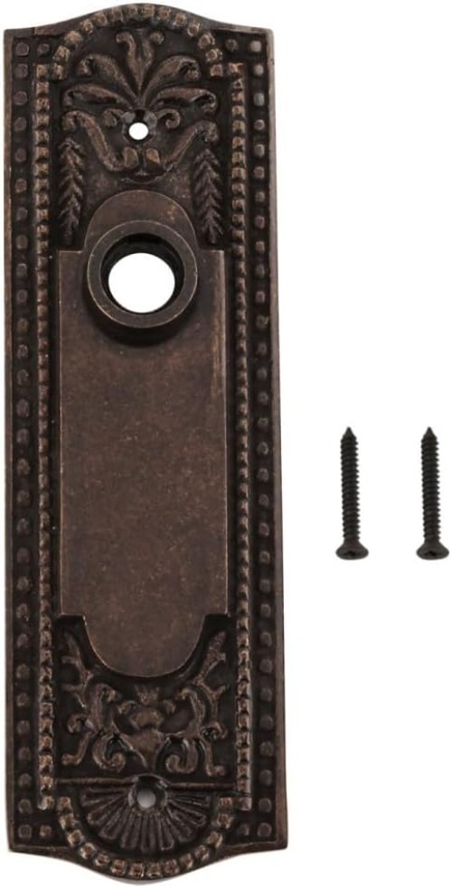 Antique Brass Solid Brass Victorian Beaded Door Back Plate Without Keyhole – …