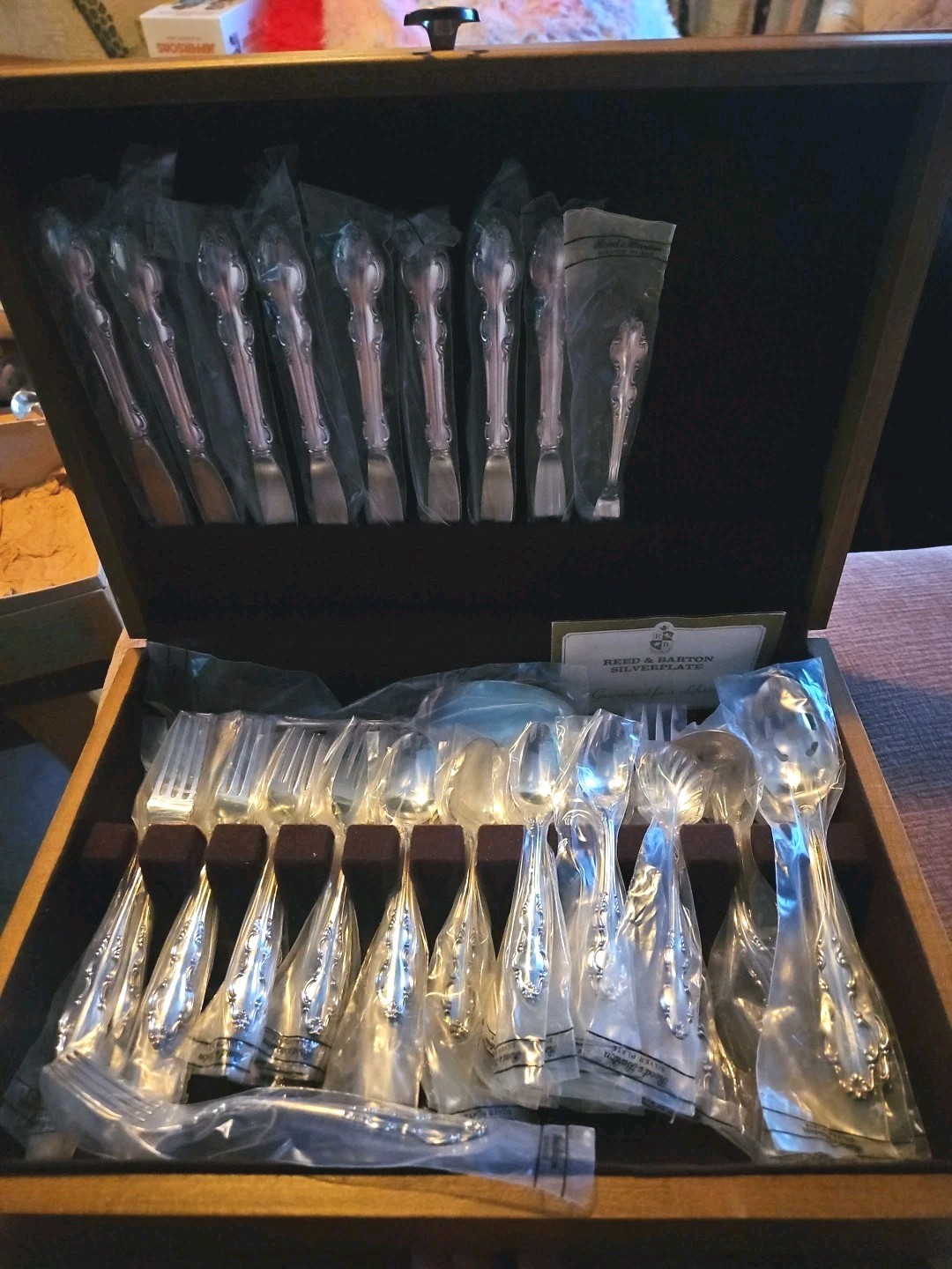 Reed & Barton English Crown Service For 8 56 PC Set Wbox Silverplate NEW OLD ST