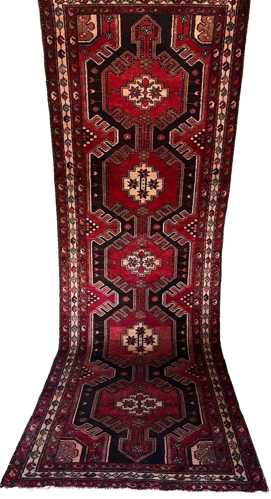 3’5”X9’10” ANTIQUE HANDMADE KAZAK CAUCASUS EARLY 20th CENTURY RUG RUNNER