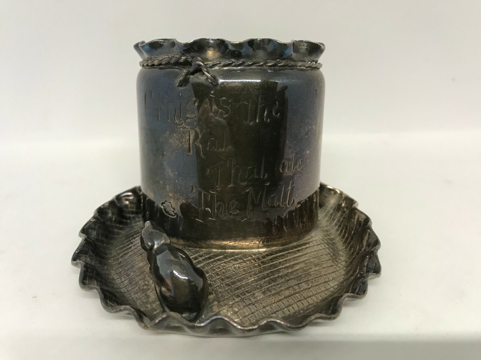 Pairpoint Quadruple Silver Plate Toothpick/Match Holder-Rat That Ate Malt 3708