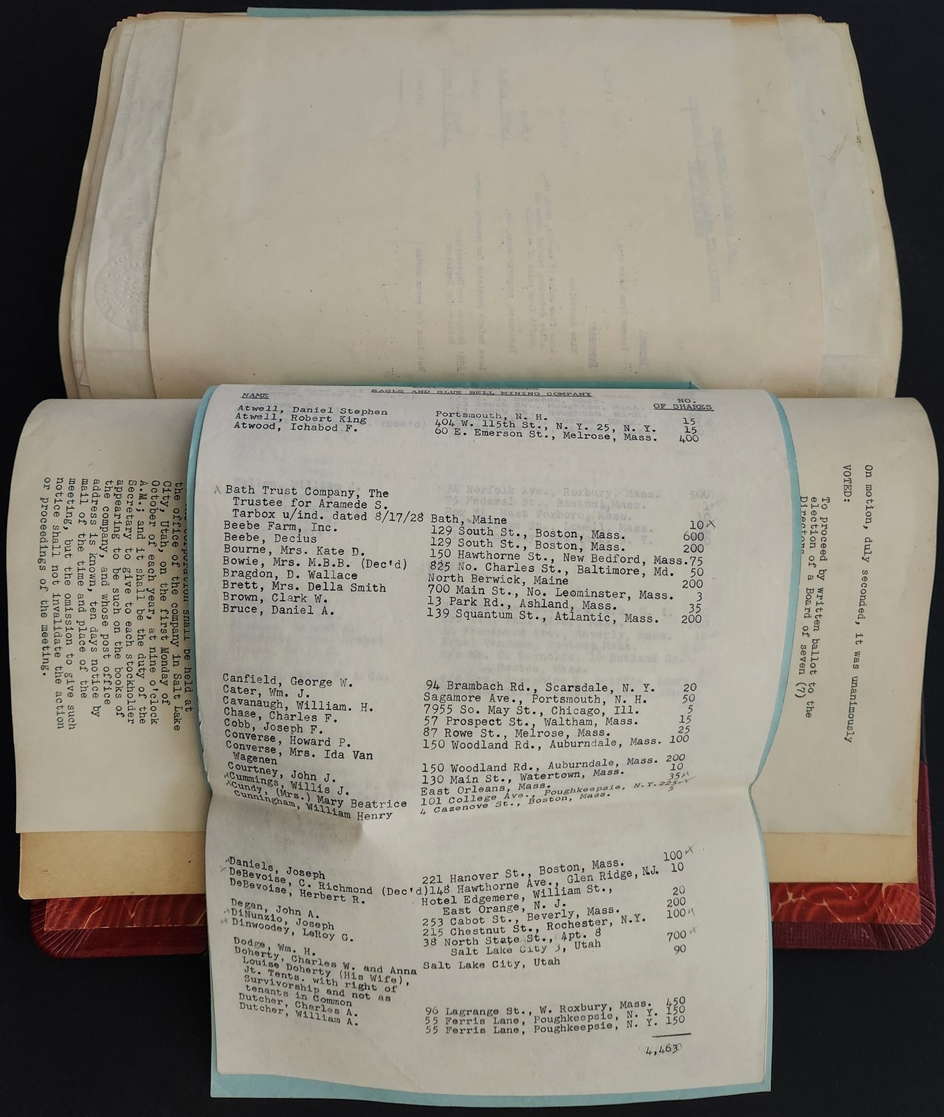 1930 antique EAGLE & BLUE BELL MINING CO eureka ut HISTORY DOCUMENT LEDGER huge