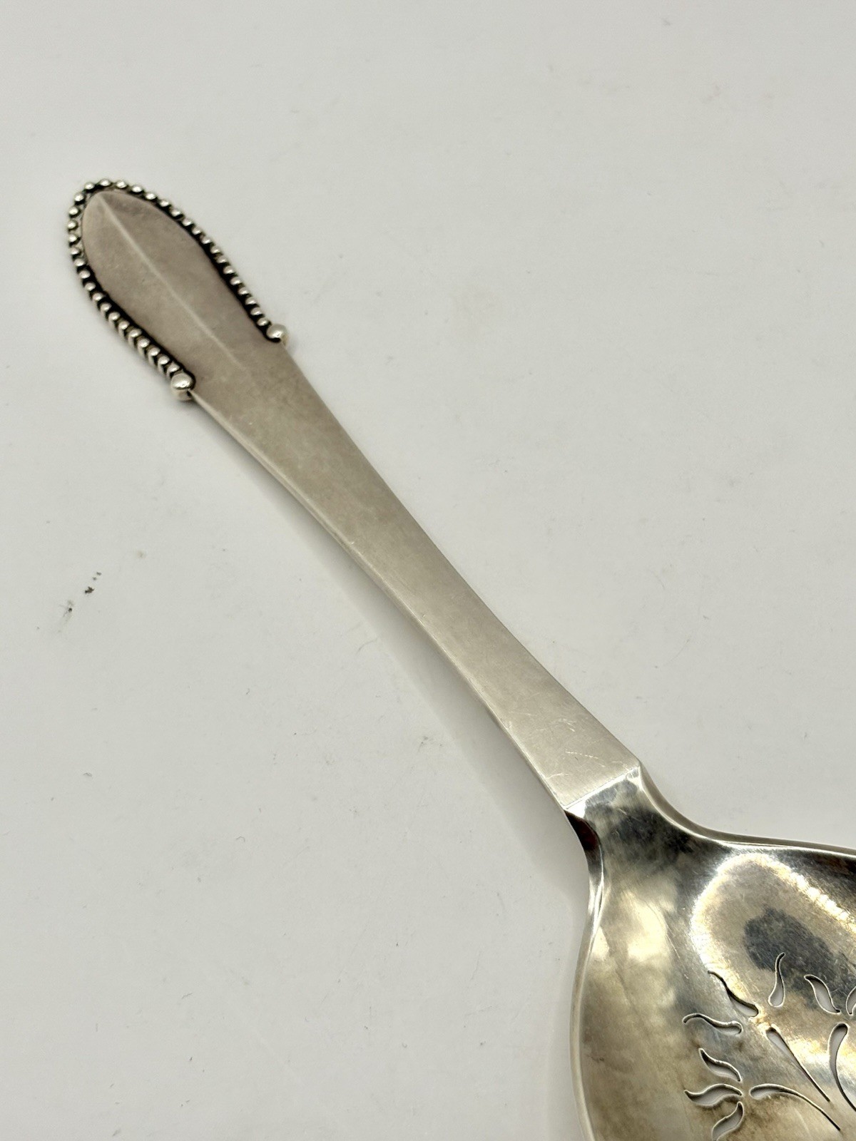 98g Collectible Georg Jensen Beaded Hallmarked Large Sterling Silver Spoon 23cm