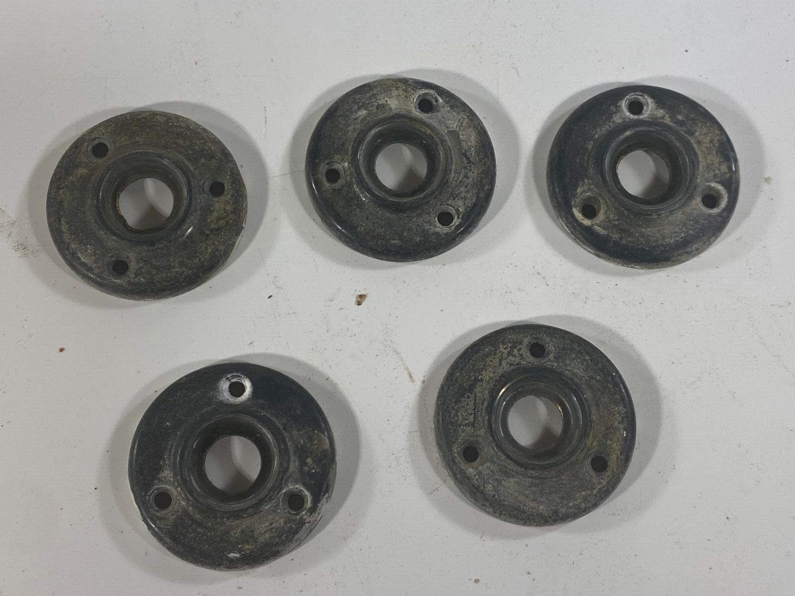 5 Vintage Metal Round Escutcheon Door Back Plates 1 5/8″ Hardware Salvage