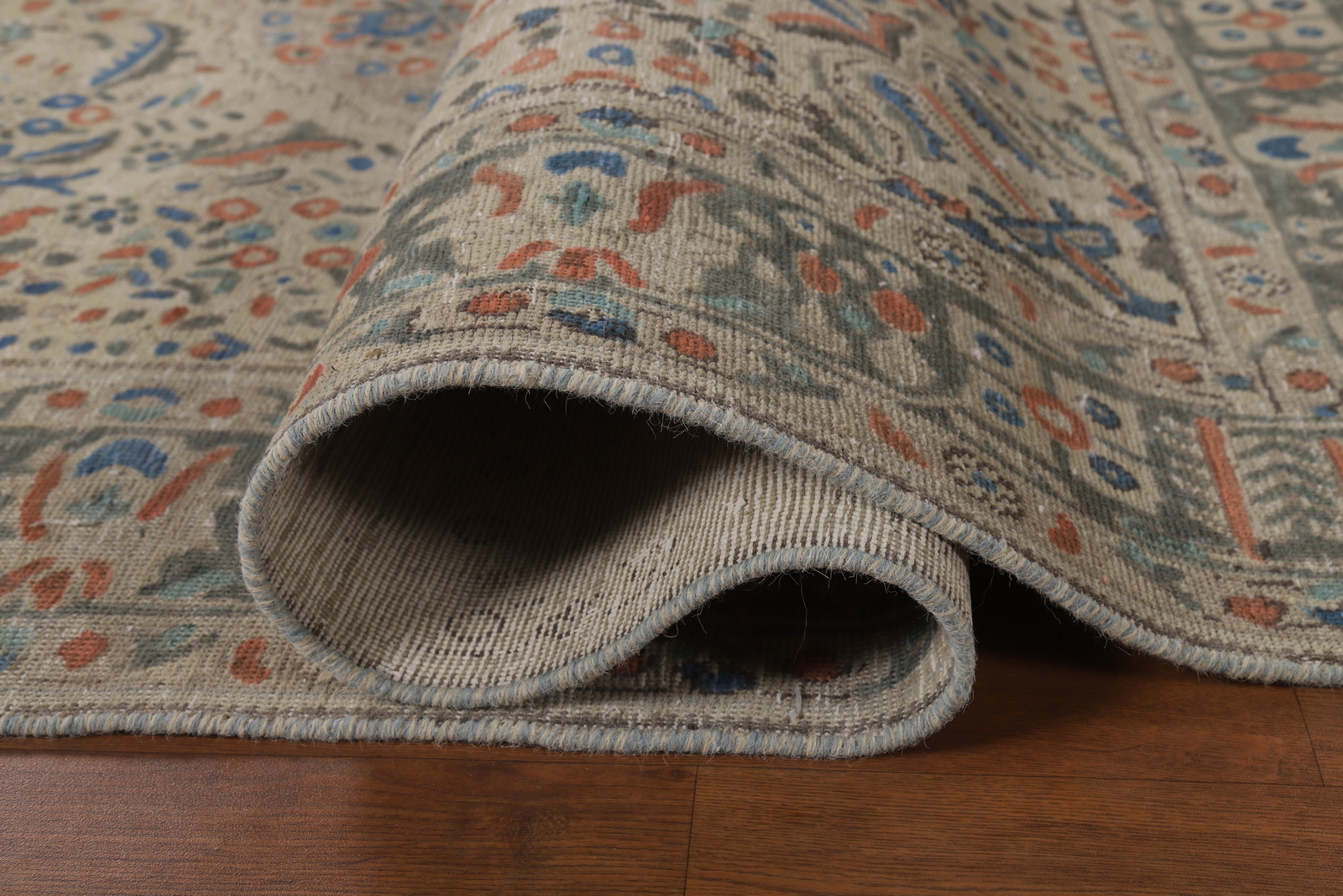 Traditional Vintage Ivory Handmade Wool Geometric Tebriz Area Rug 7×10 Carpet