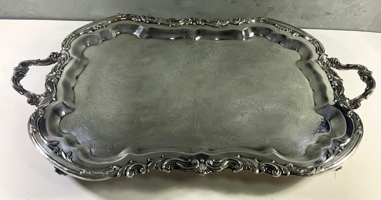 FB Rogers Silver Co 1883 Silverplated XL Footed Butler Tray 28.75″ VINTAGE