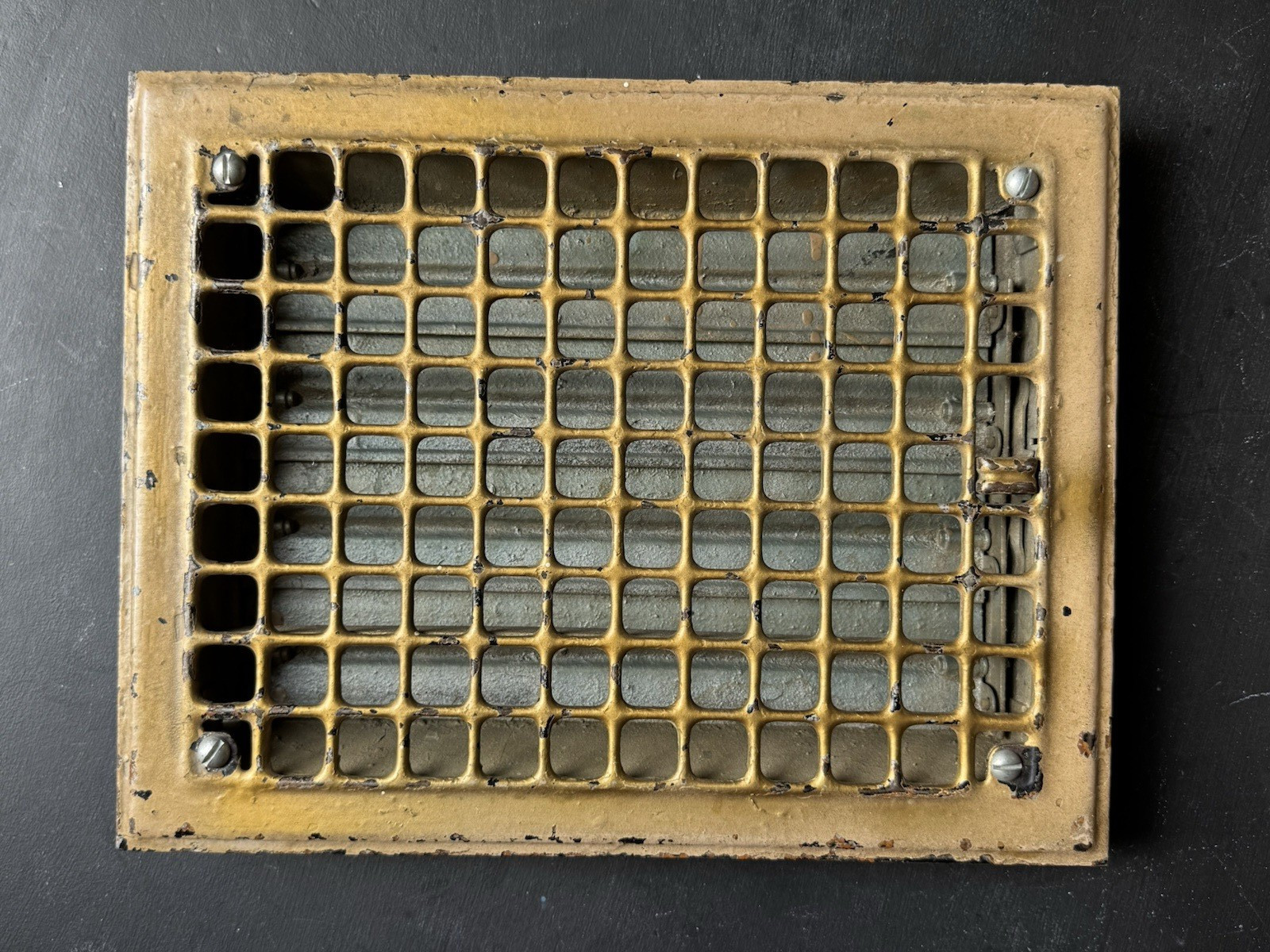 Vintage Metal Floor Grate Heating Vent Register with Working Louvers