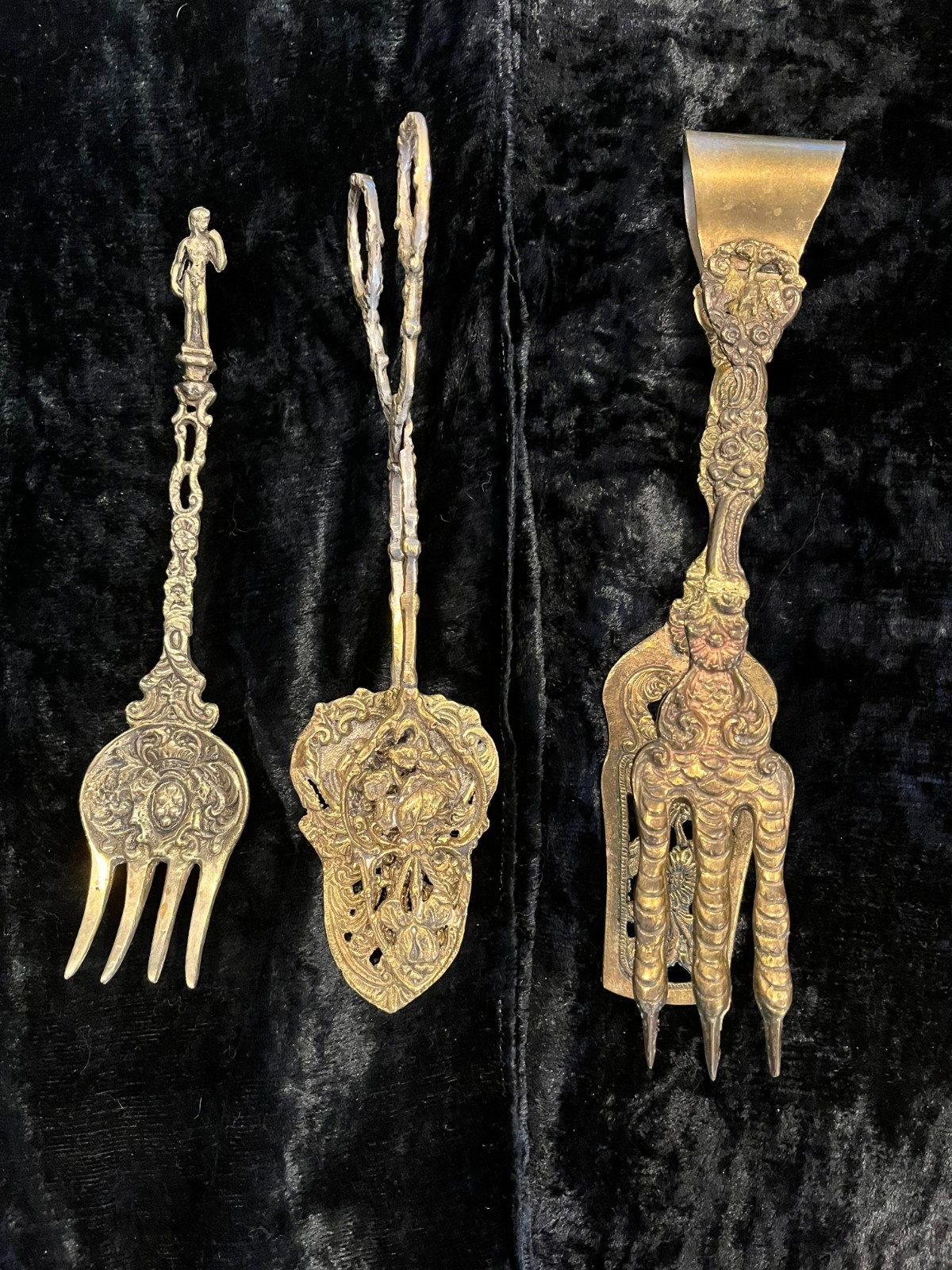 Antique Montagnani/Ugo Bellini Italian Brass Serving Set Of 3 Pieces