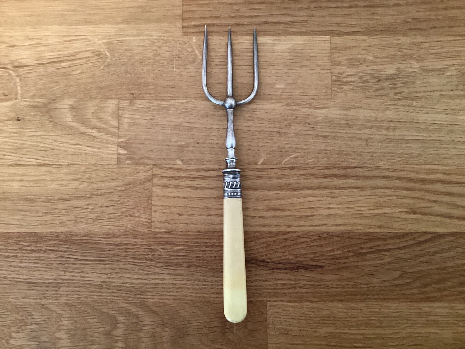 Good Vintage Silver Plated Bread Fork with Faux Bone Handle
