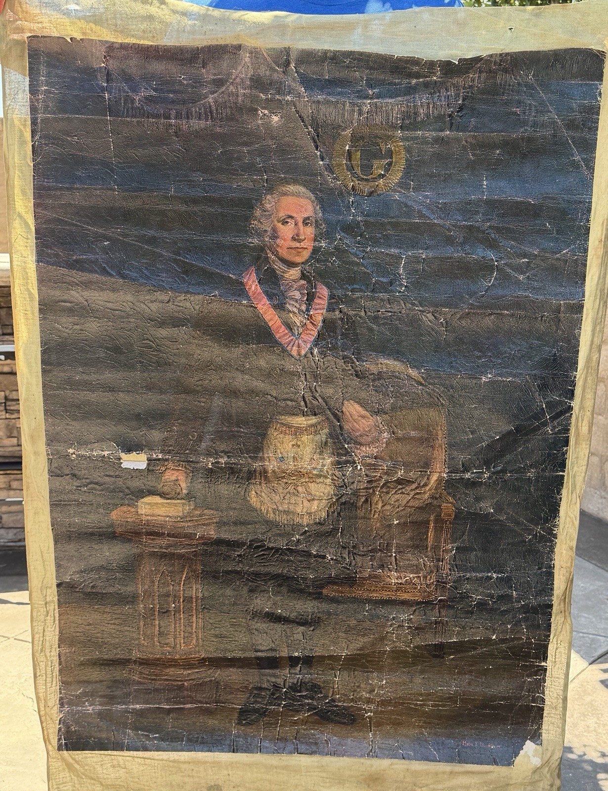 Antique George Washington Portrait Masonic / Mason LARGE Print On Canvas
