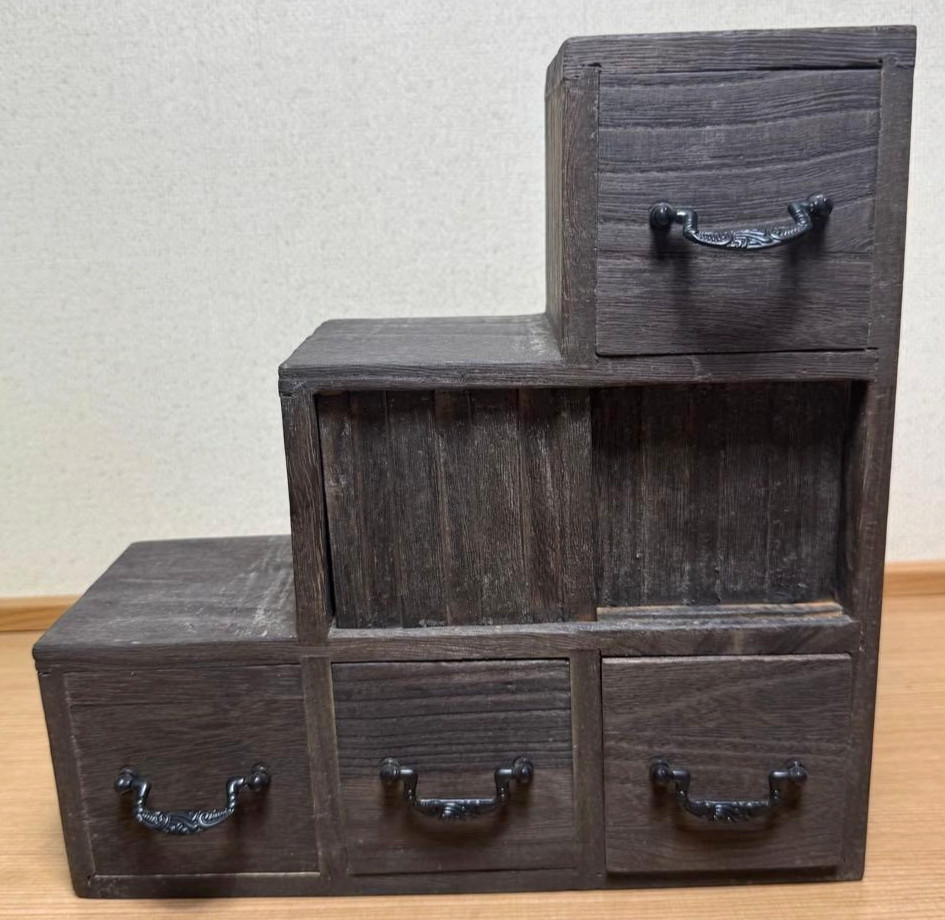 Japanese Vintage Step Tansu Staircase Kohikidashi Chest Drawers W26×D9.5×H27cm