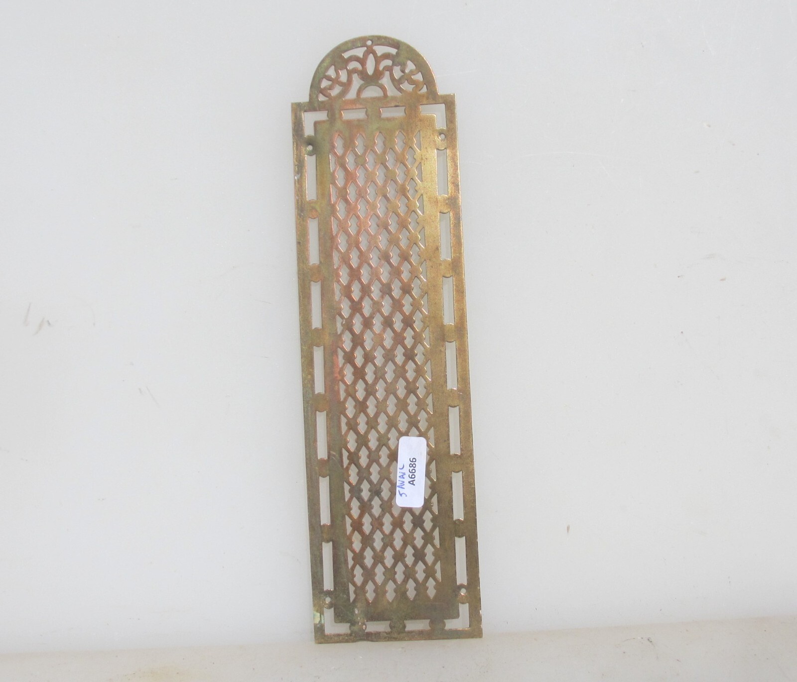 Victorian Brass Pierced Finger Plate Push Door Handle French Antique Old Vintage