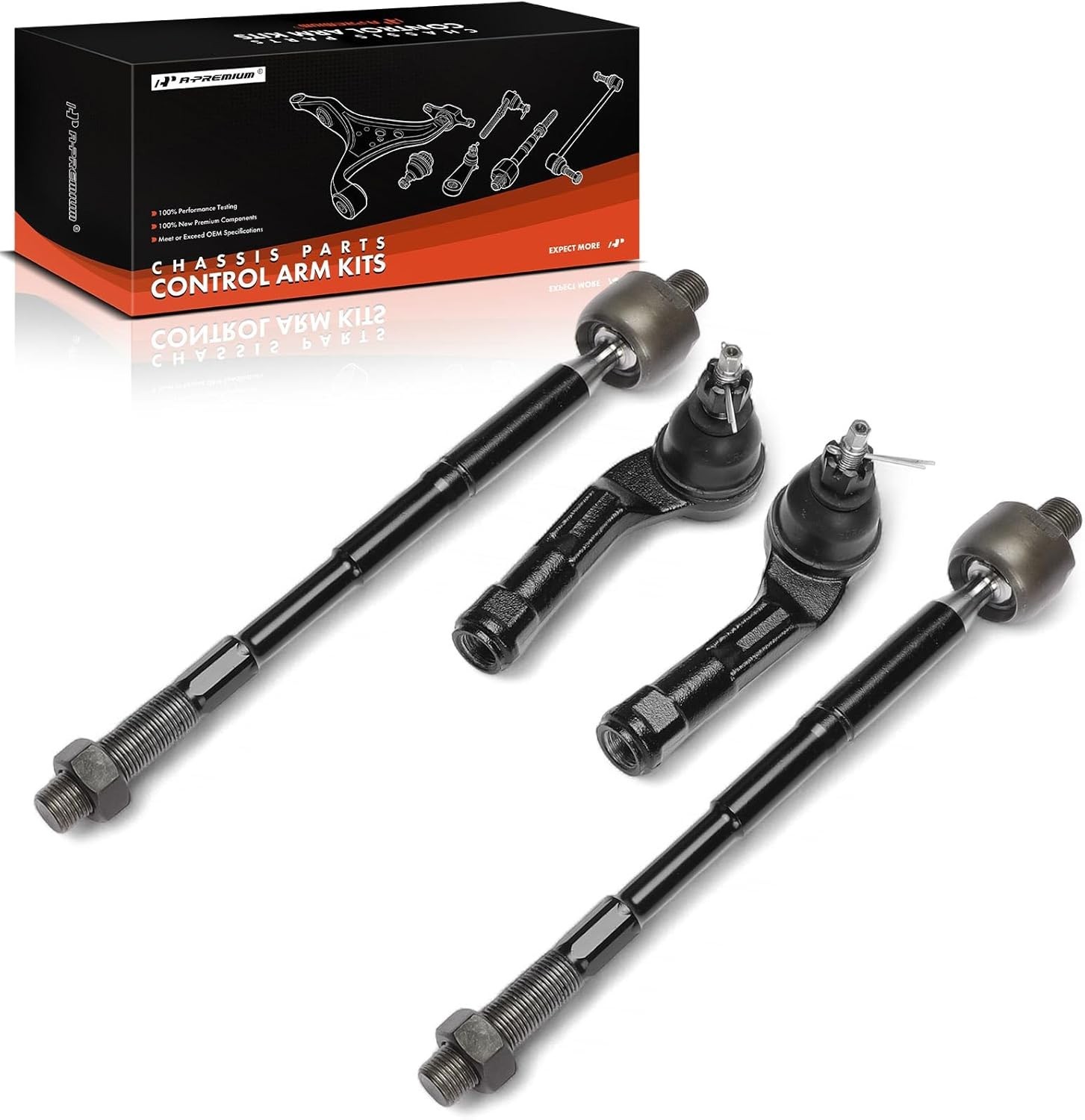 Set of 4, Front Inner Outer Tie Rod End Kit, Compatible with Kia Soul 2020-2023,