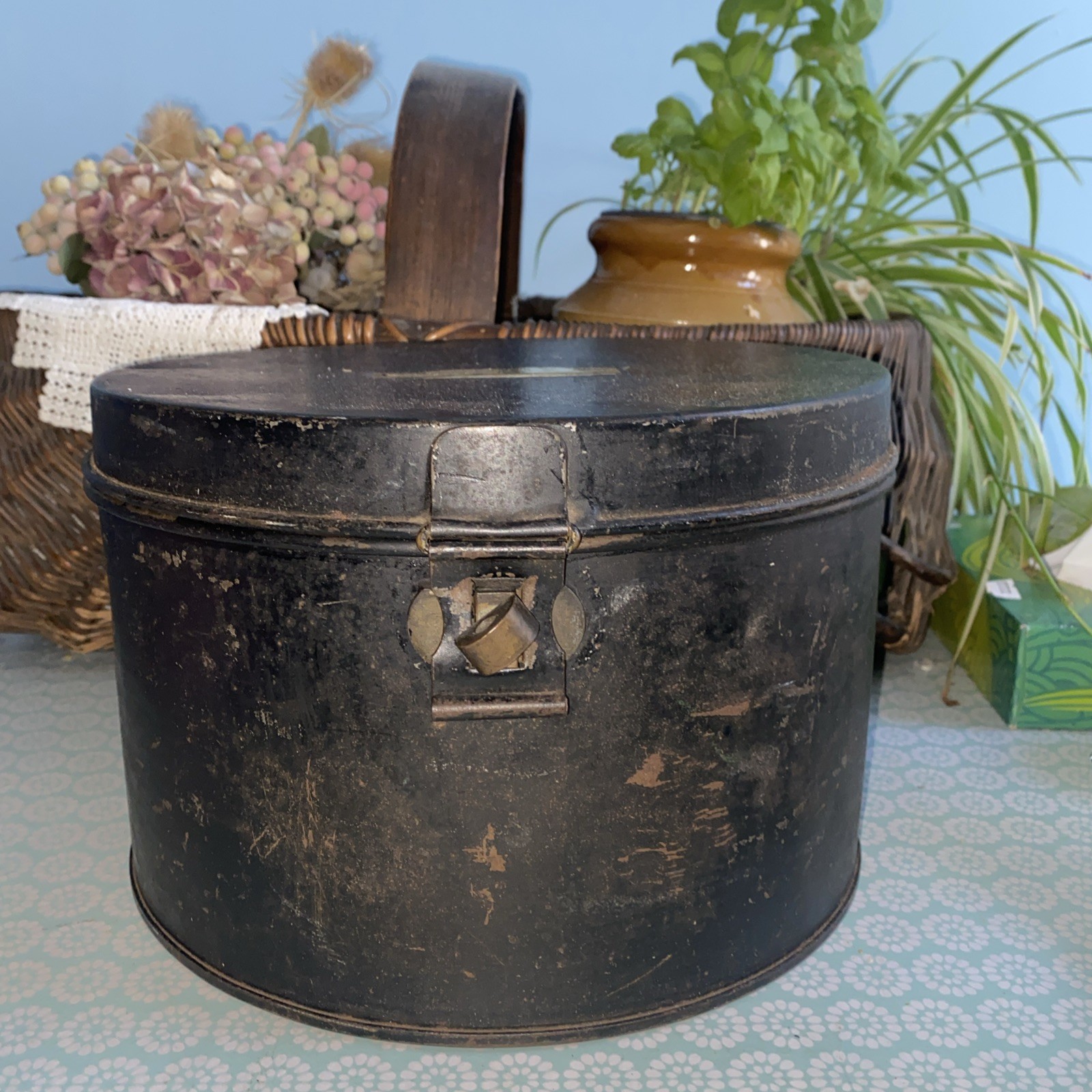Victorian Military Toleware Hatbox Brass Name Plate Stunning SH