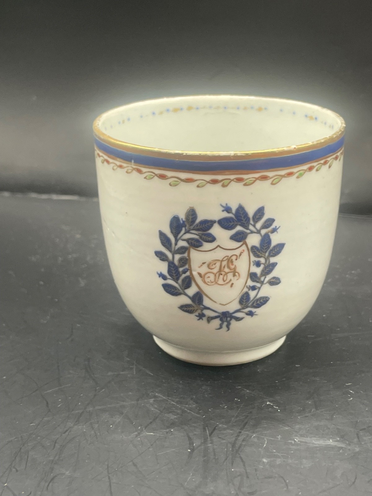 Antique Chinese Export Monogrammed Tea Cup Porcelain Qianlon C1770