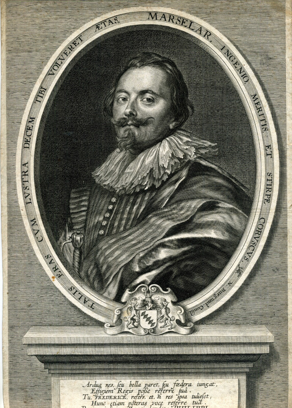 Original Engraving Anthony Van Dyck/Cornelis Galle-Frédéric de Marselaer – 1741