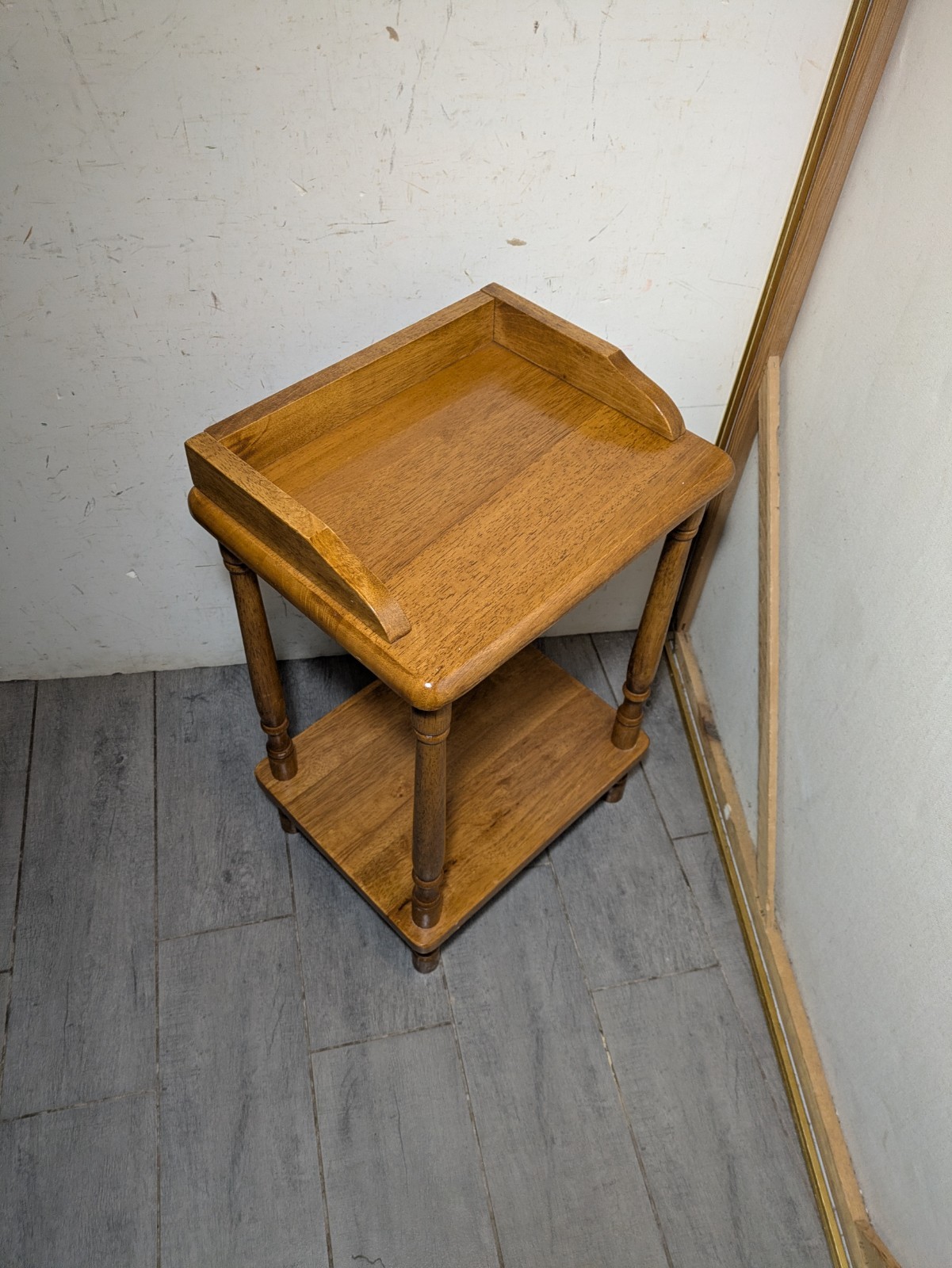 Vintage Rustic Country Colonial Solid Wood Small 2-Tier Side Telephone Table W52