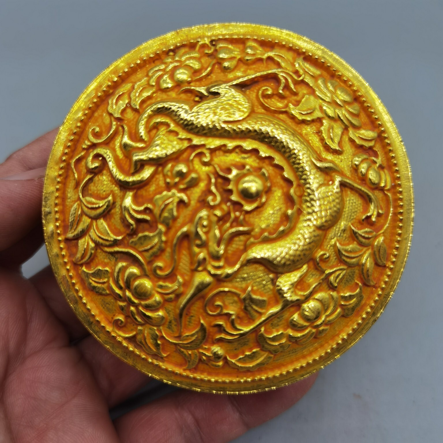 Antique copper gilded box