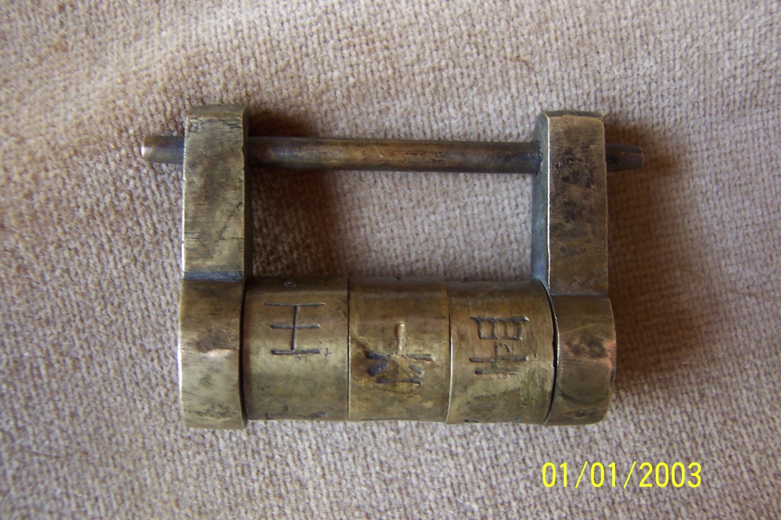 Very old antique brass Chinese lock -A rare combination lock-very early
