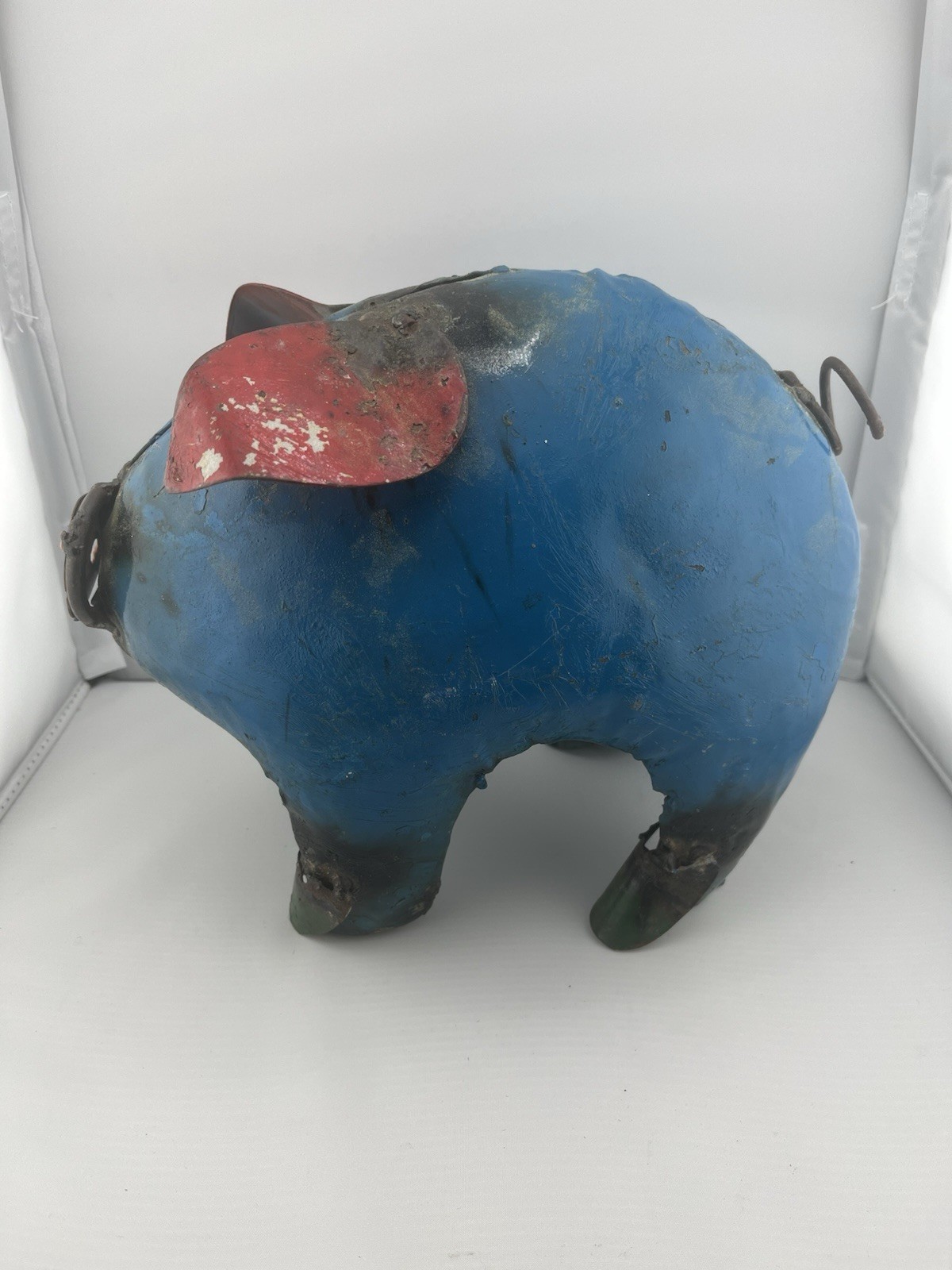 Vintage Metal PIG Sculpture Rustic Folk Art Handcrafted Farm Animal Decor