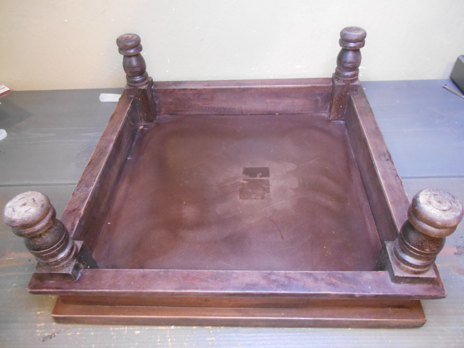 Wooden Chowki Handmade Table Top Riser Monterrey Style Colored Tiles. 15″x15″
