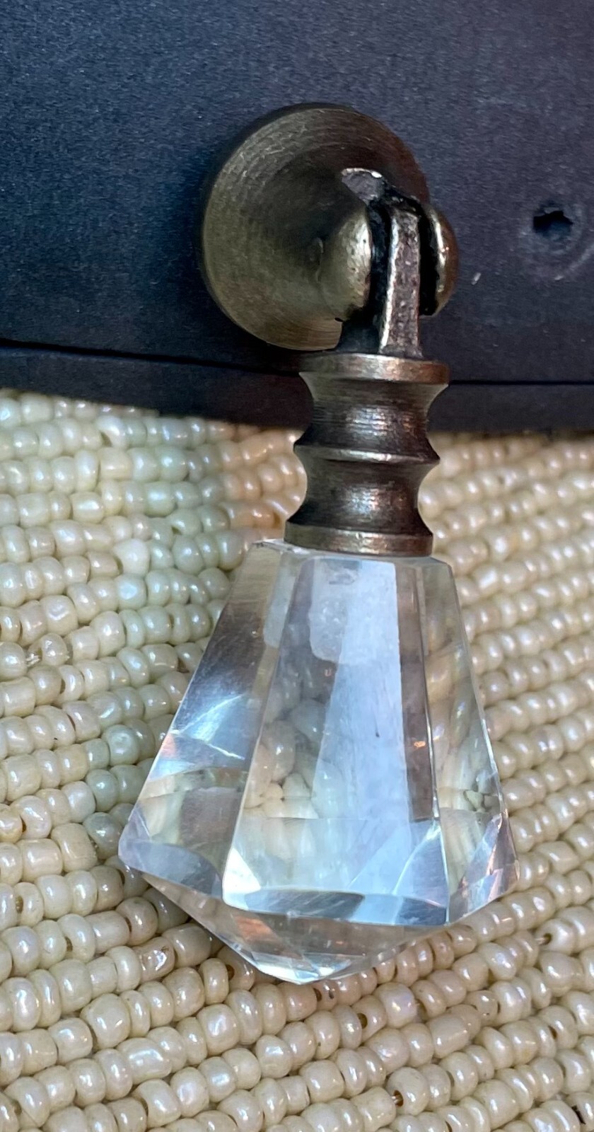 Prism Glass Teardrop Drawer Pull Handle Drop Hinged Knob Vintage-Brass Cabinet