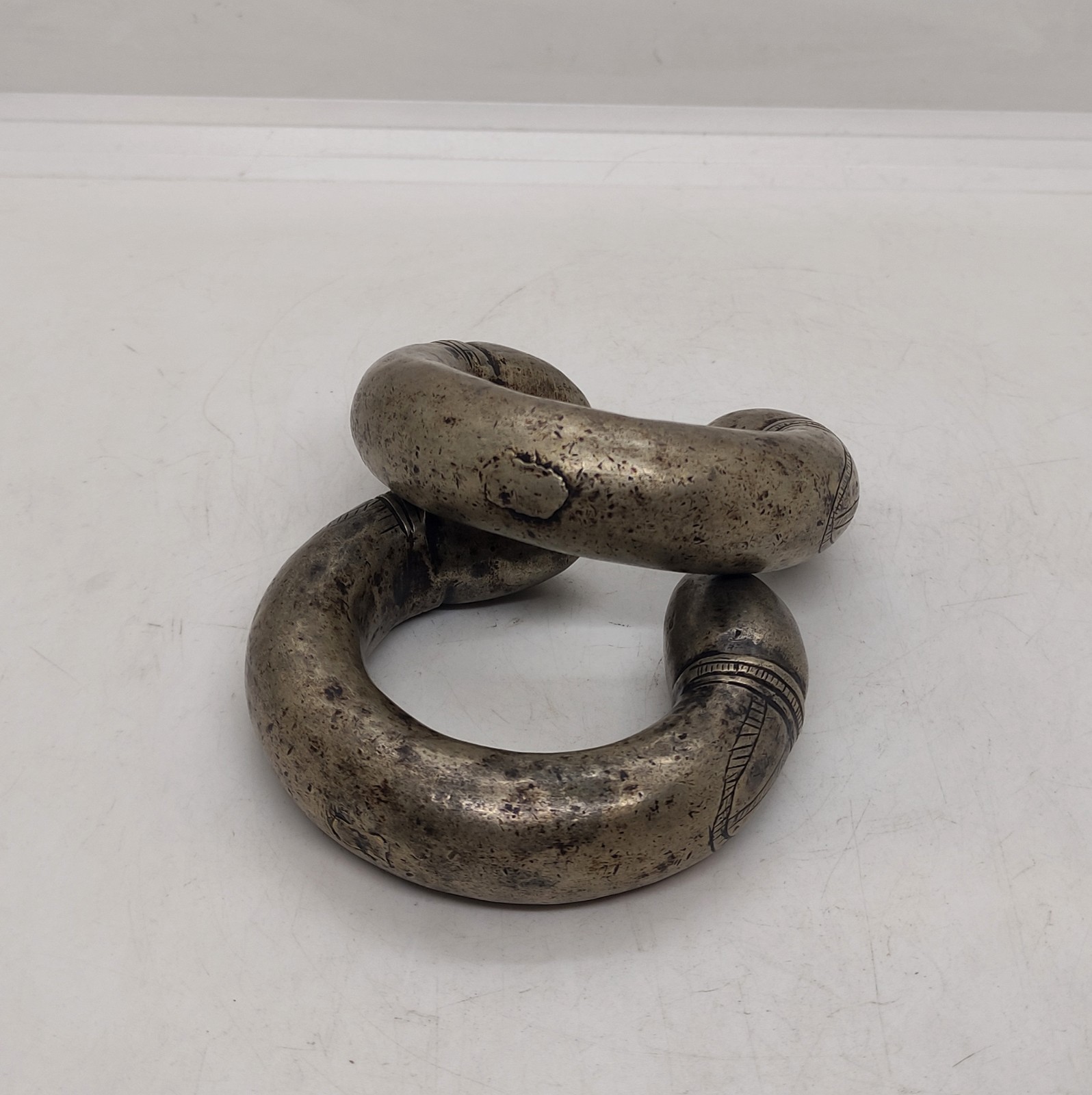 Ethnic Silver Alloy Bracelet- Bunge Bala- Tribal Jewelry- Nepal 19th c, AB