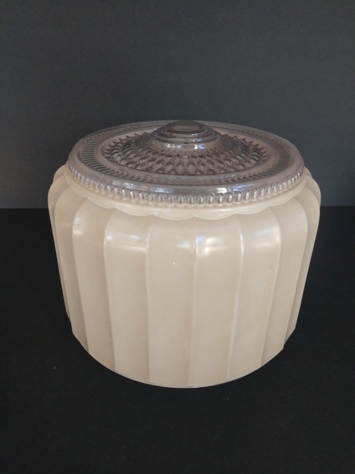 1950s Art Deco White & Clear 8.5in diameter Glass Flush Mount Light Shade only