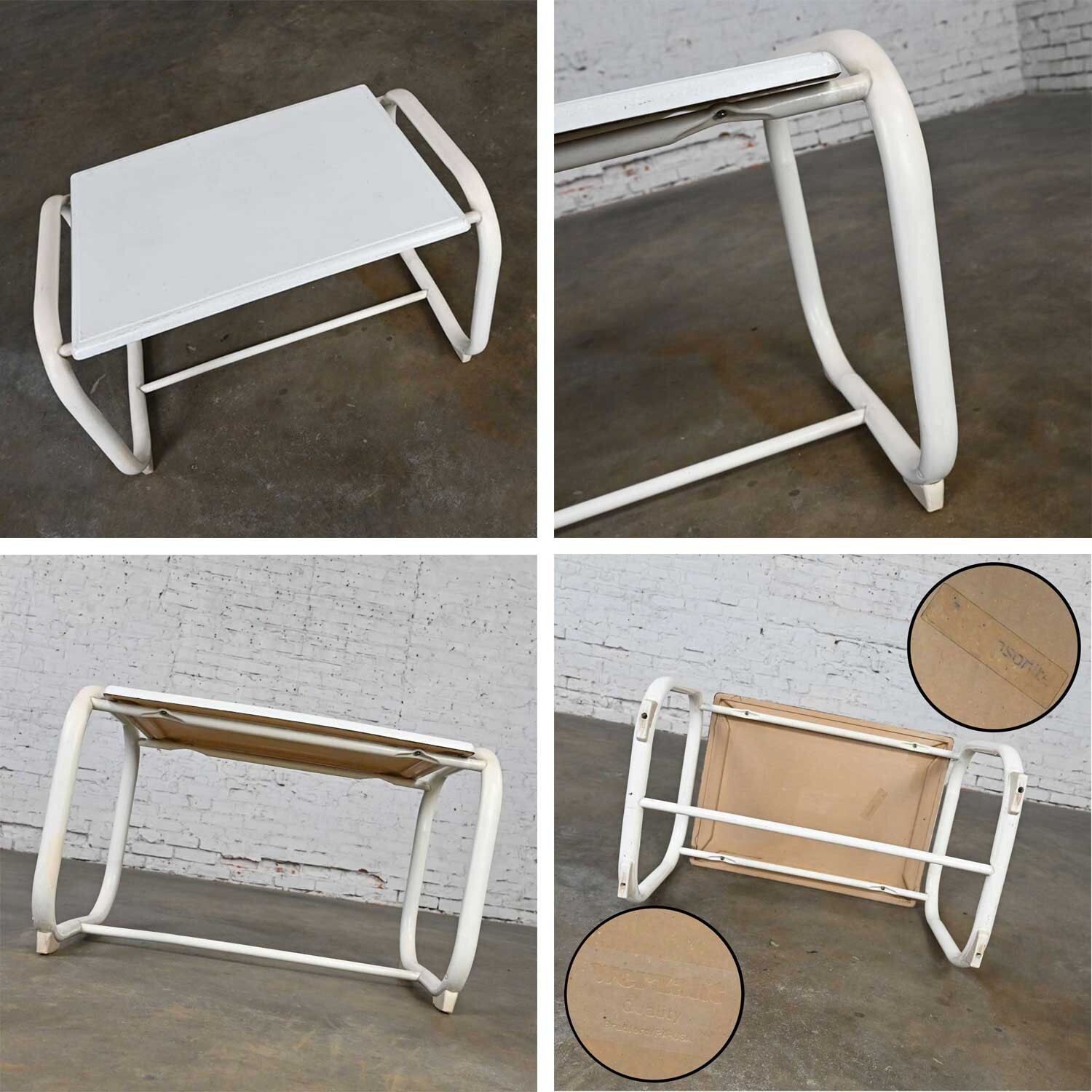 MCM Samsonite Outdoor Accent Table with White Steel Base & Werzalit Top