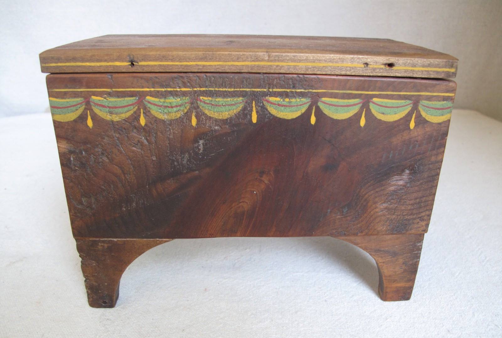 Antique American Folk Art Paint Decorated Miniature Blanket Chest