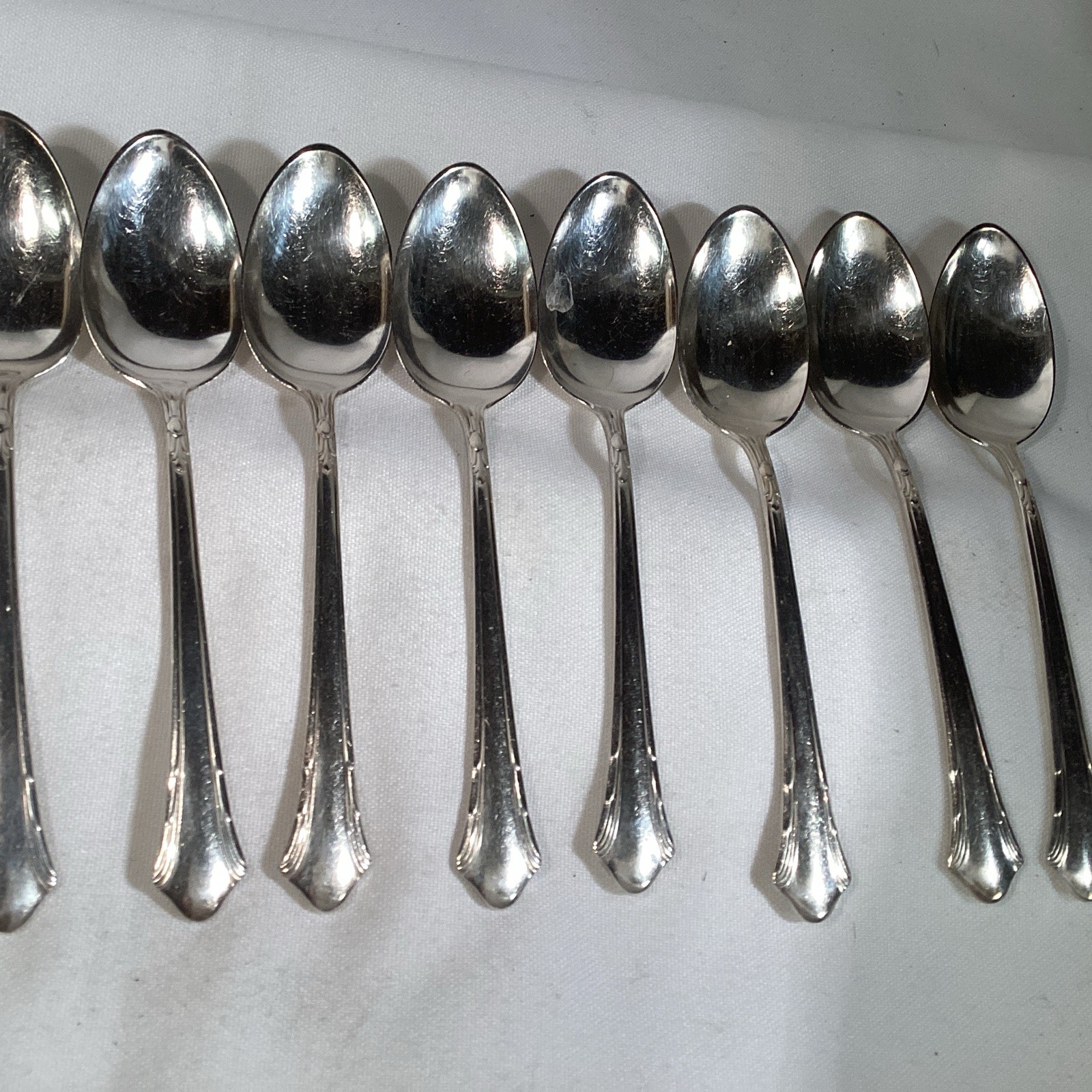 Gorham Lady Caroline Teaspoons Set Of 8 Silver Plate Used Condition 1933 C.