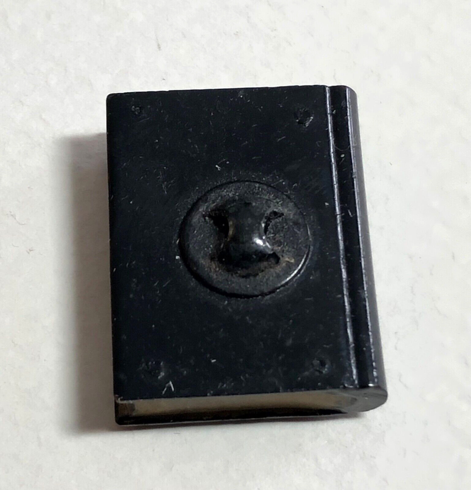 Realistic Book Button – Black Celluloid with Brass OME – NBS Large