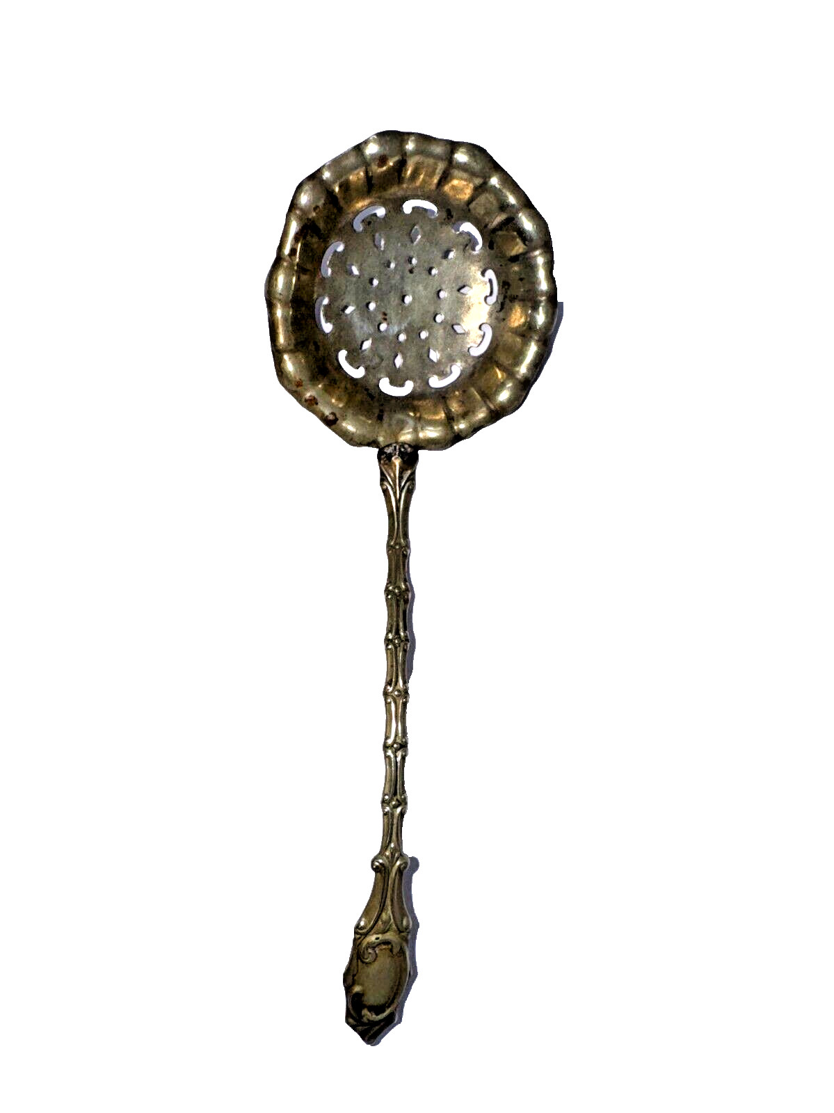 Antique 6″ Victorian Ruffled Edge British Plate Nickle Silver Tea Strainer