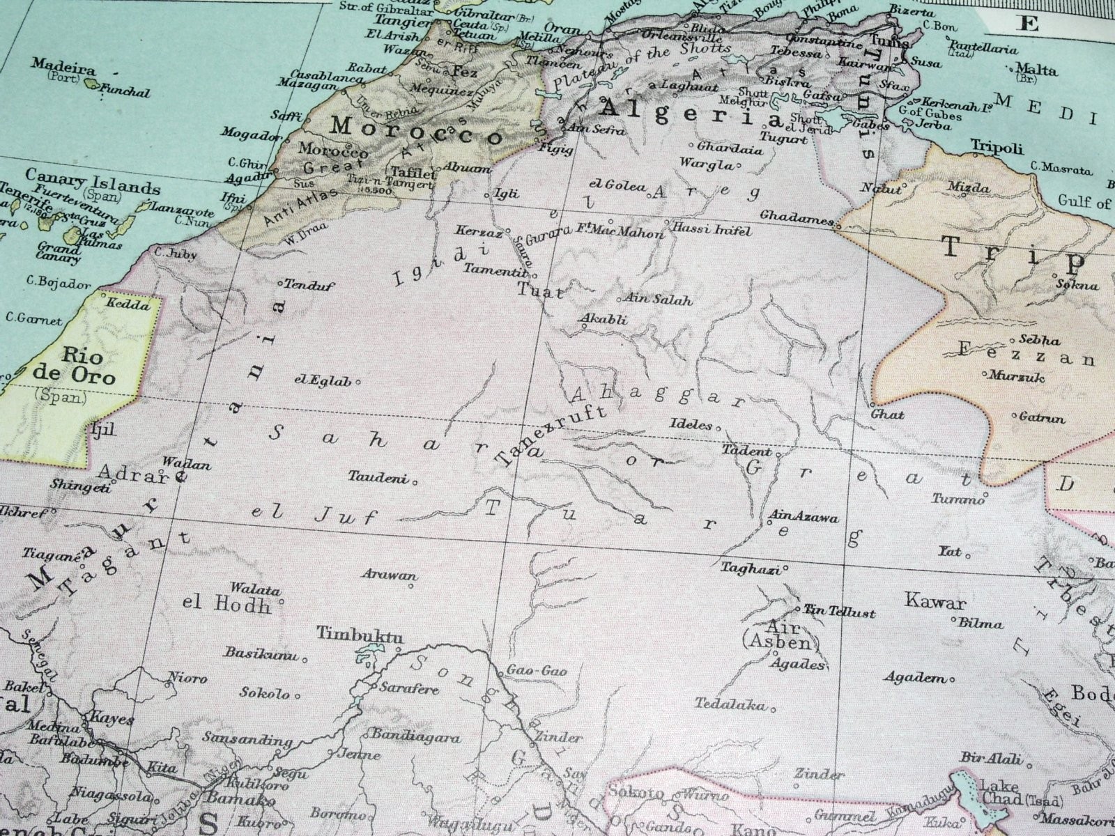 1908 ANTIQUE POLITICAL MAP OF AFRICA BRITISH FRENCH GERMAN COLONIES